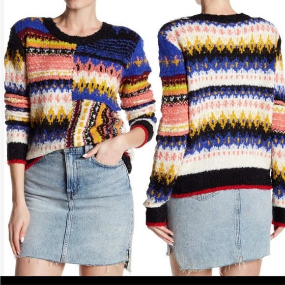 Free People Best Day Ever Soft Color Block Sweater - Picture 2 of 2